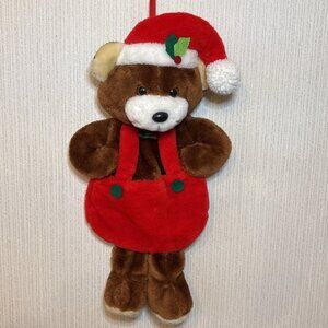 Santas Best Teddy Bear Christmas Stocking Rennoc Plush Stuffed Animal 21" Vtg